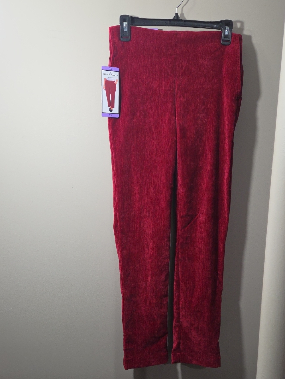 Hilary Radley Deep Red Velvet-Feel Straight Leg Pants